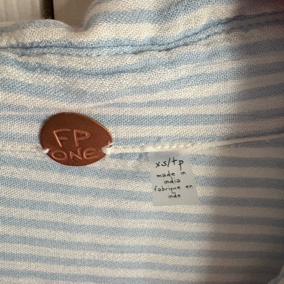 Free People Light Blue Striped Blouse - Picture 3 of 3
